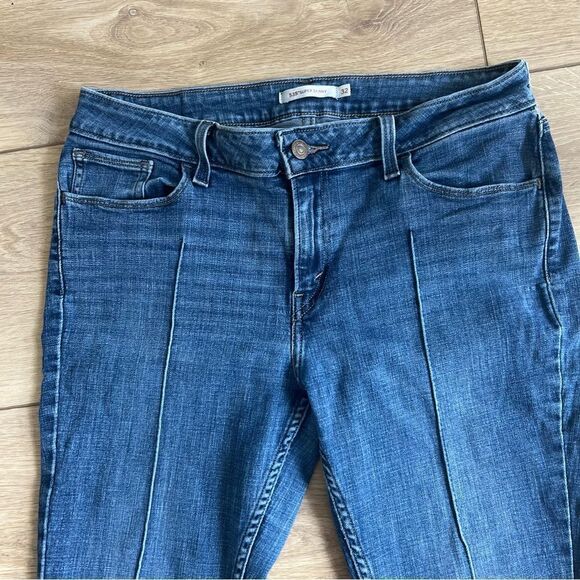 Levi’s 535 Super Skinny Frayed Jeans Size 32 Front Seam Raw Frayed Hem Mid Rise - Picture 4 of 11